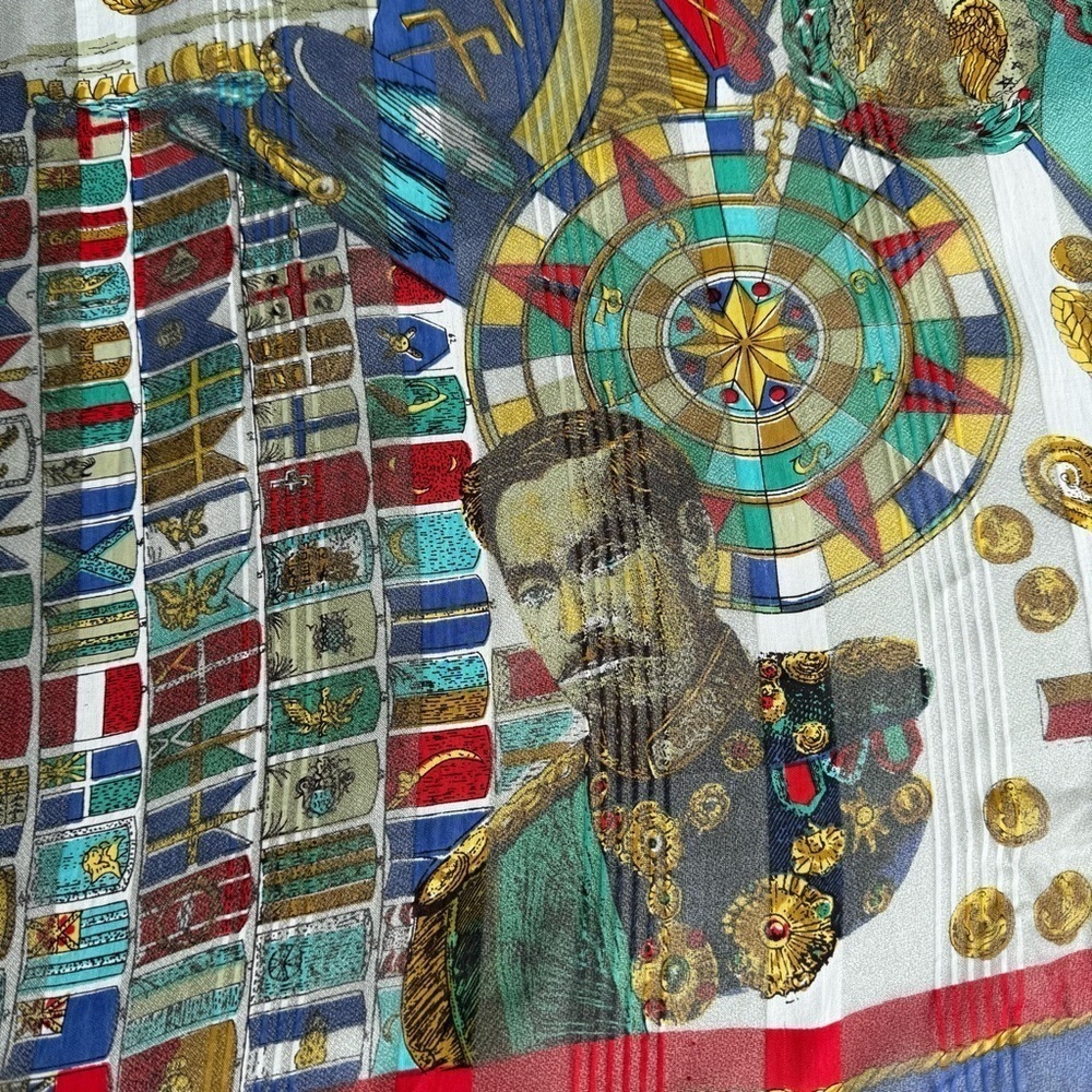 Vintage Liz Sinclair Square Sheer Scarf 100% Rayon Emperors Conquerors 31x31” - Picture 2 of 7